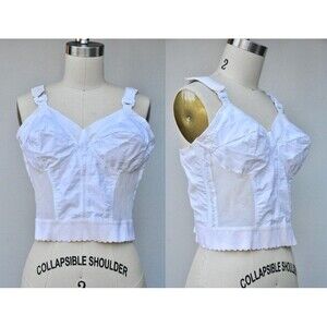 White & Ivory Corset Bustier Pointed Bra Corset Bustier Cone Brassiere 50s 60s